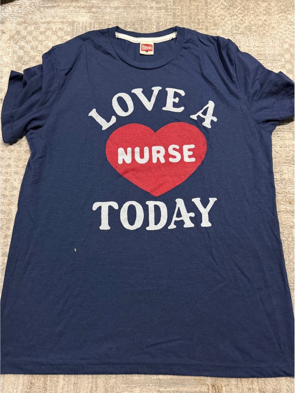 Homage Navy Blue 'Love A Nurse Today' Graphic T-Shirt Large